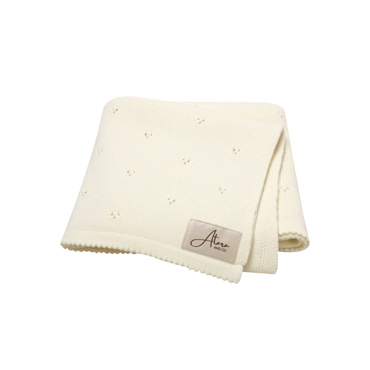 Pointelle Knit Baby Blanket - Cream