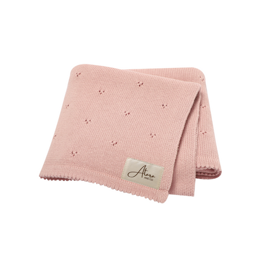 Pointelle Knit Baby Blanket - Pink