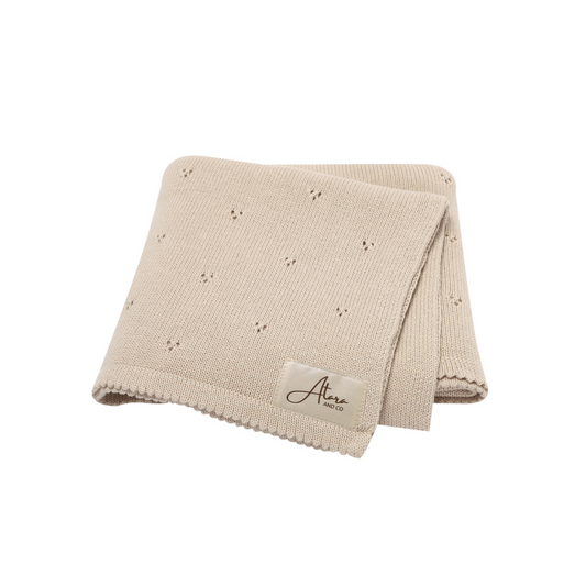 Pointelle Knit Baby Blanket - Beige