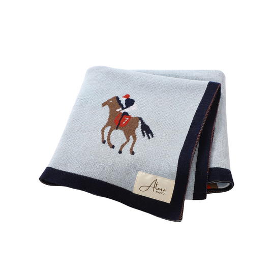 Soft Knitted Baby Blanket - Horses