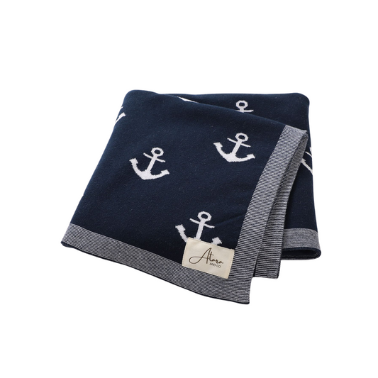 Soft Knitted Baby Blanket - Anchors