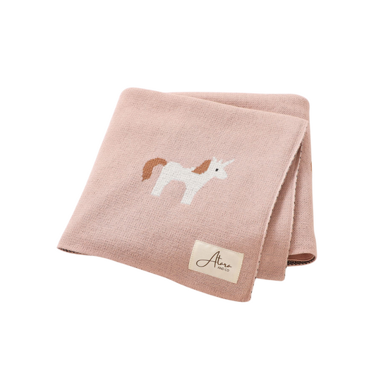 Soft Knitted Baby Blanket - Unicorns