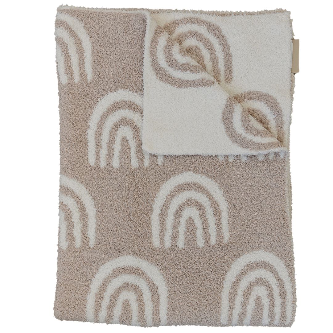 Mebie Baby Plush Blanket - Taupe Rainbow - Atara & Co