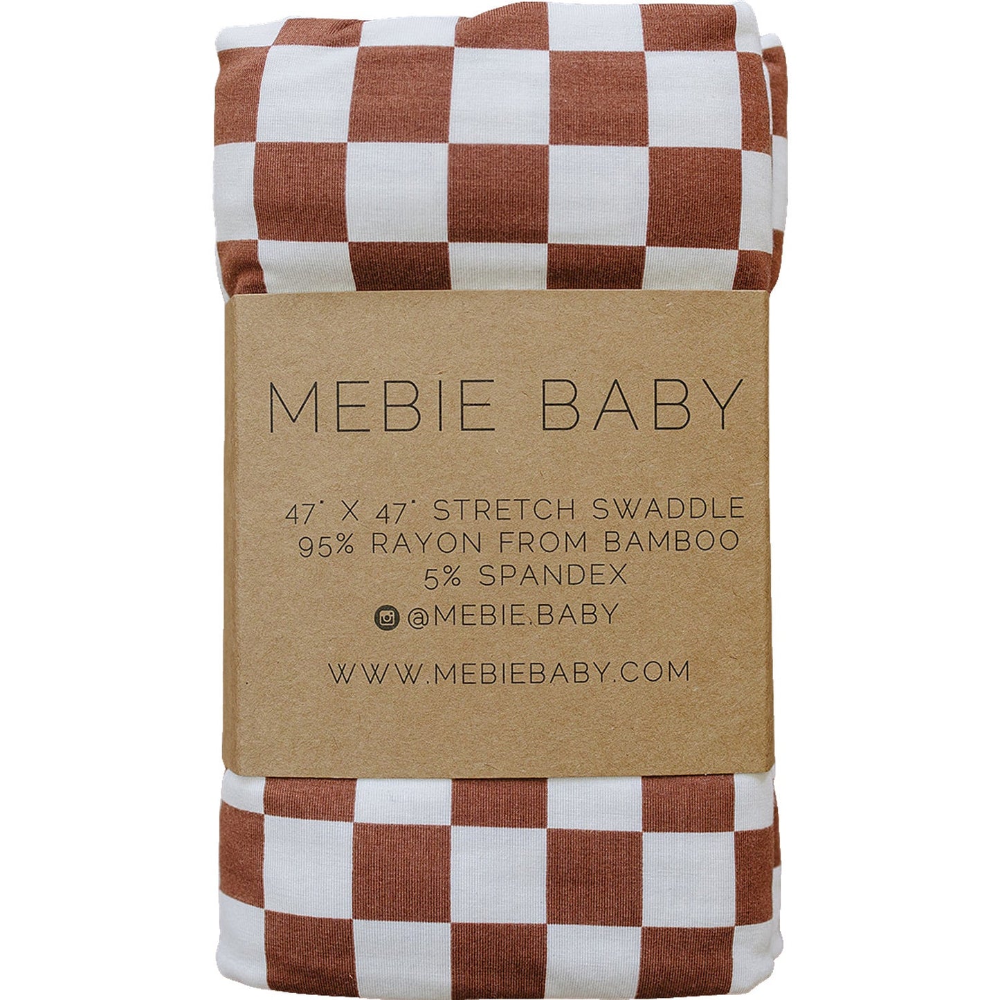 Mebie Baby Bamboo Swaddle - Rust Checkered - Atara & Co