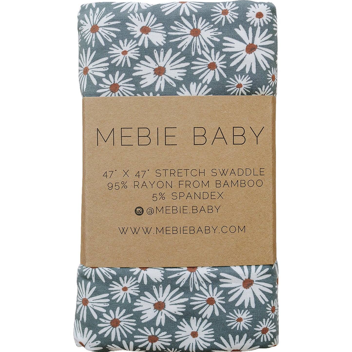 Mebie Baby Bamboo Swaddle - Dark Green Daisy - Atara & Co