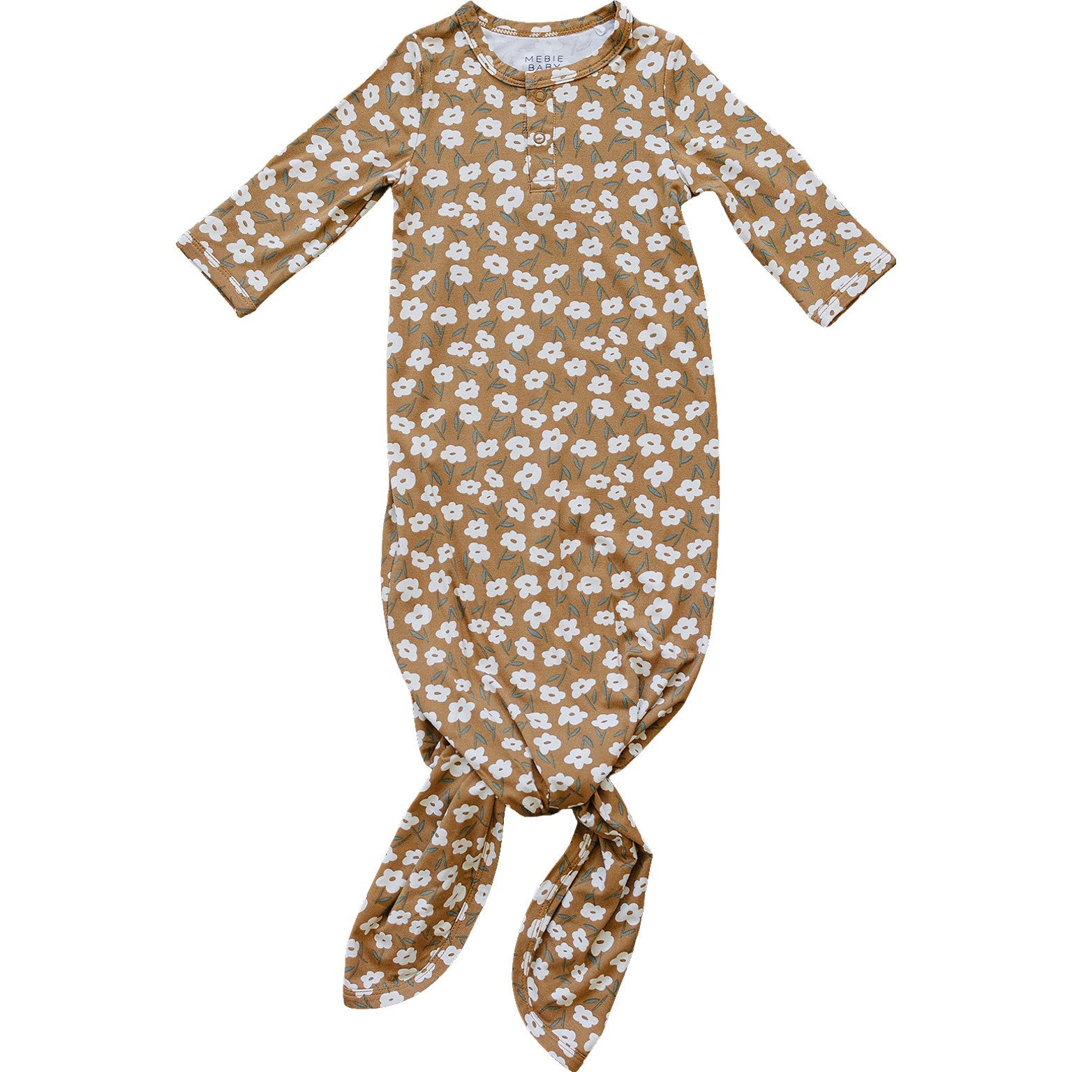 Mebie Baby Bamboo Knot Gown - Mustard Floral - Atara & Co