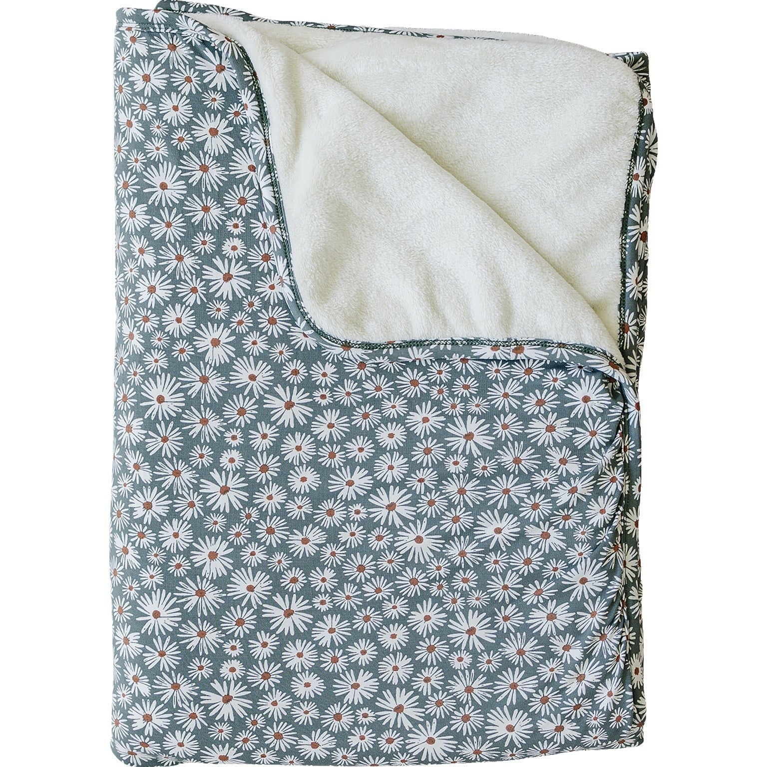 Mebie Baby Bamboo Fleece Quilt - Dark Green Daisy - Atara & Co