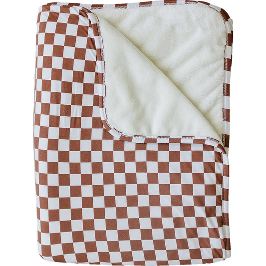 Mebie Baby Bamboo Fleece Quilt - Rust Checkered - Atara & Co