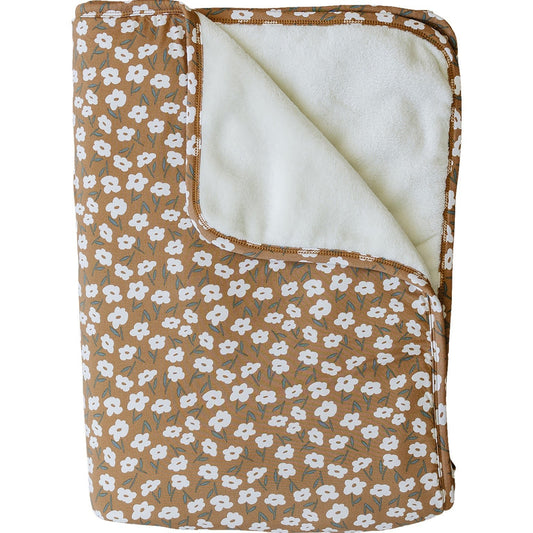 Mebie Baby Bamboo Fleece Quilt - Mustard Floral - Atara & Co