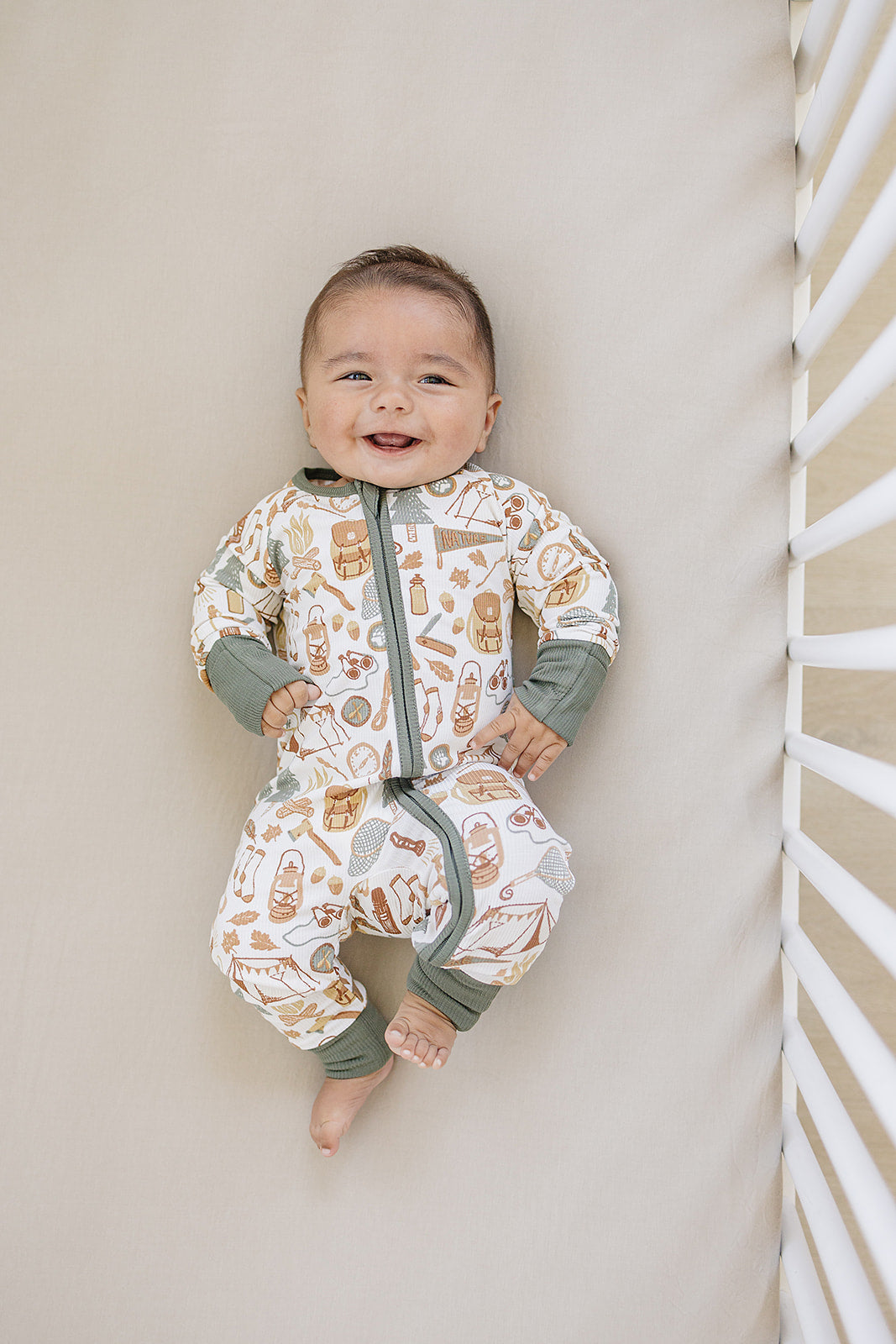 Mebie Baby Ribbed Romper - Camping Trip - Atara & Co