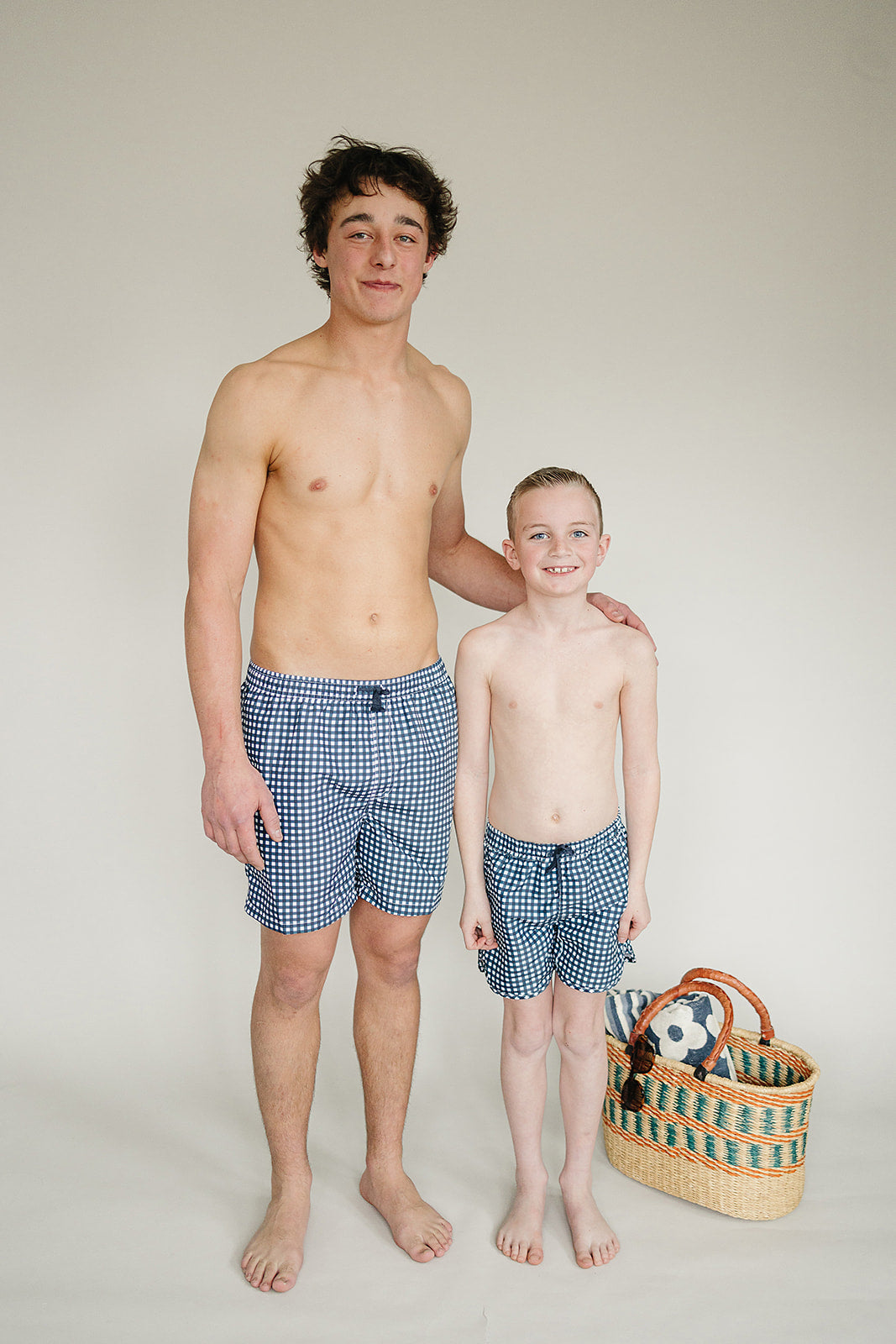 Mebie Baby Navy Gingham Swim Shorts
