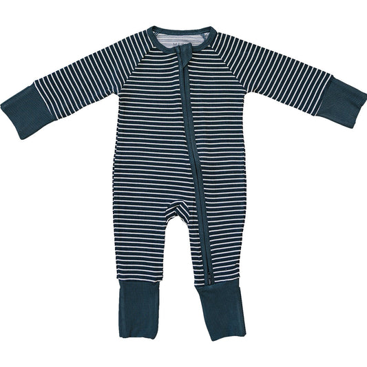 Mebie Baby Navy Stripes Ribbed Romper