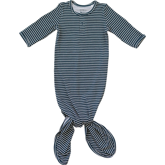 Mebie Baby Navy Stripes Bamboo Knot Gown