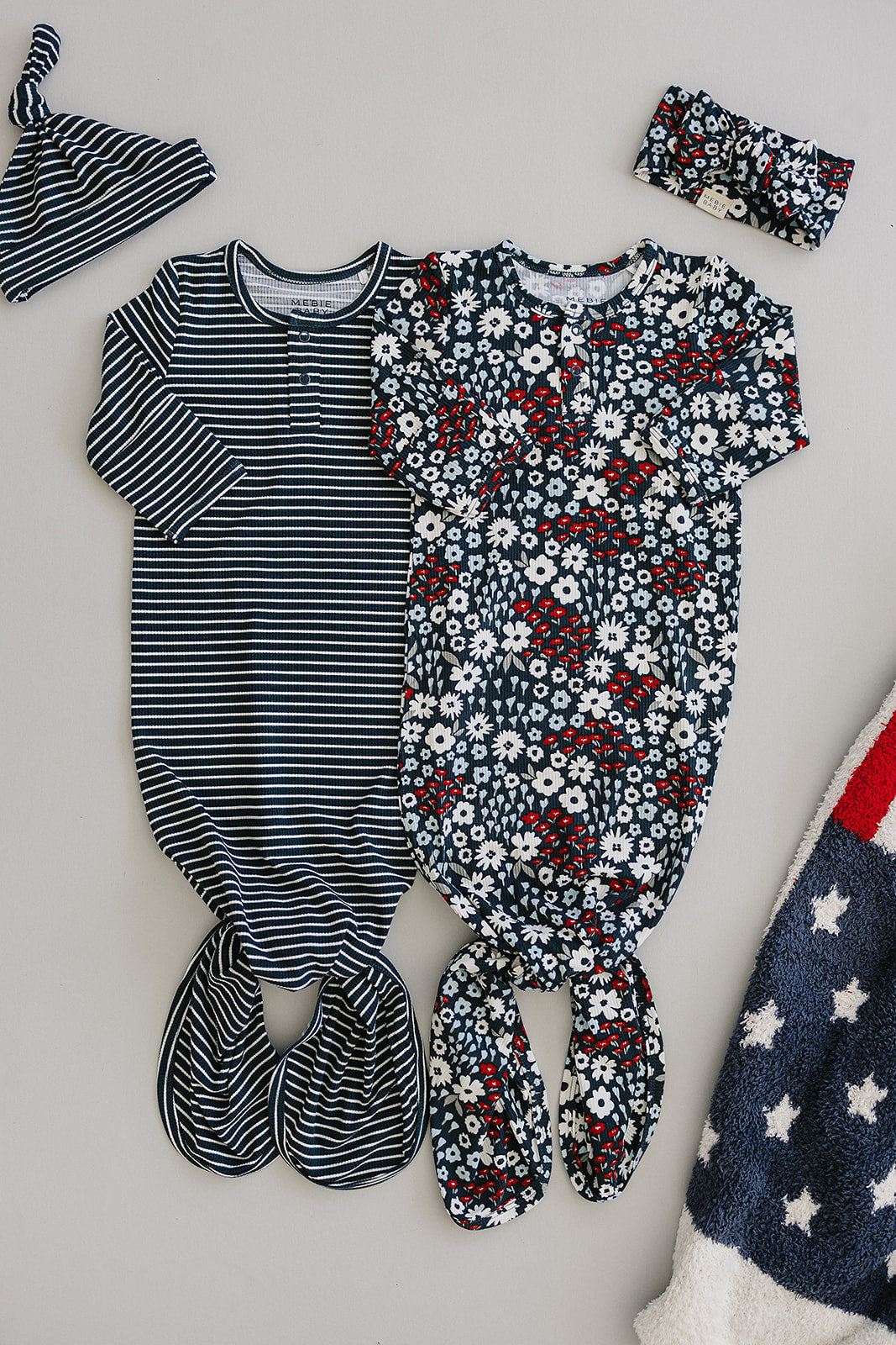 Mebie Baby Americana Floral Bamboo Knot Gown
