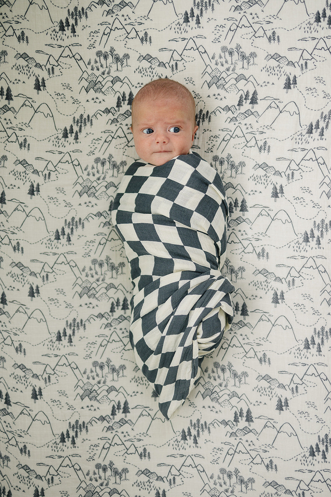 Mebie Baby Muslin Swaddle - Charcoal Checkered