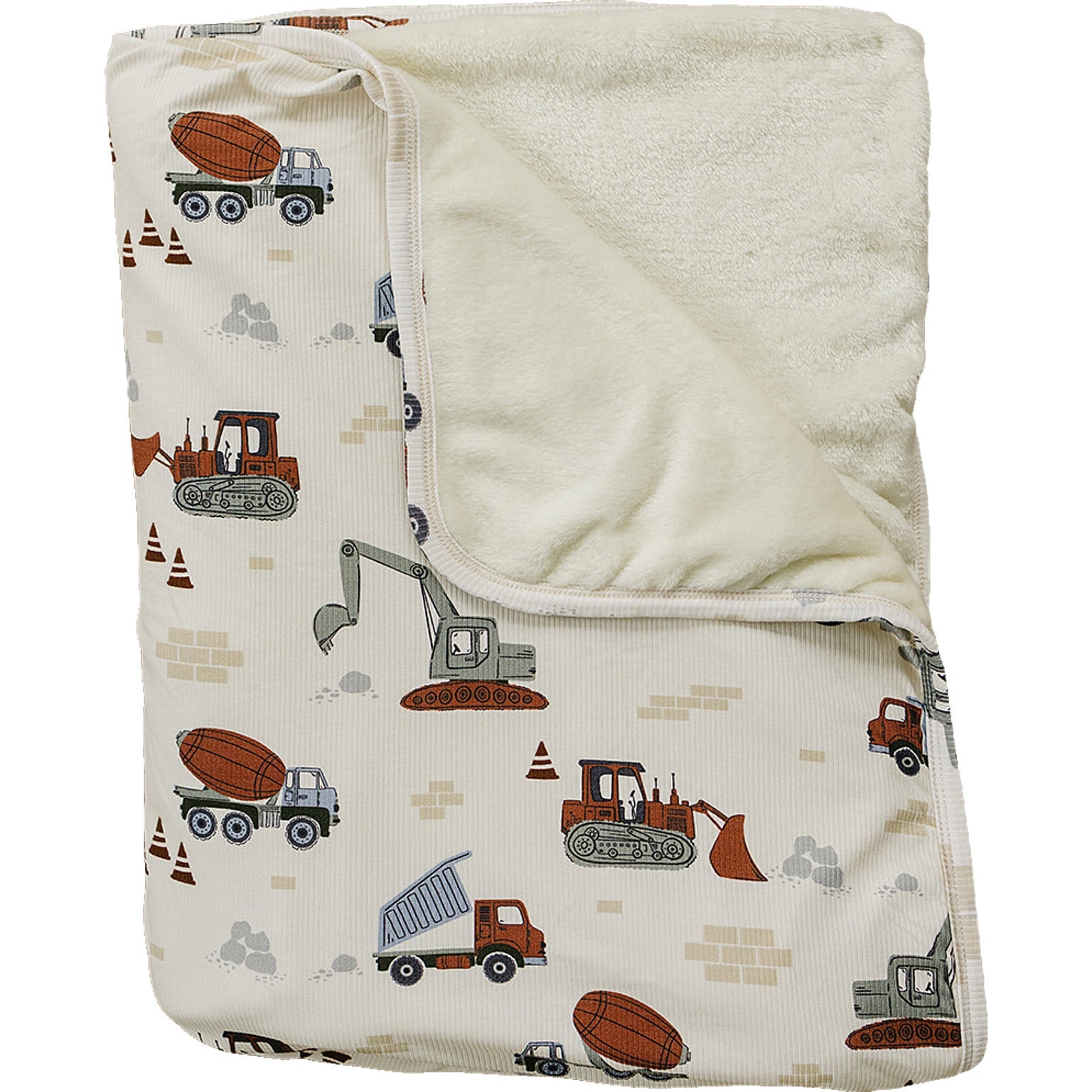 Mebie Baby Ribbed Bamboo Fleece Quilt - Construction Trucks - Atara & Co