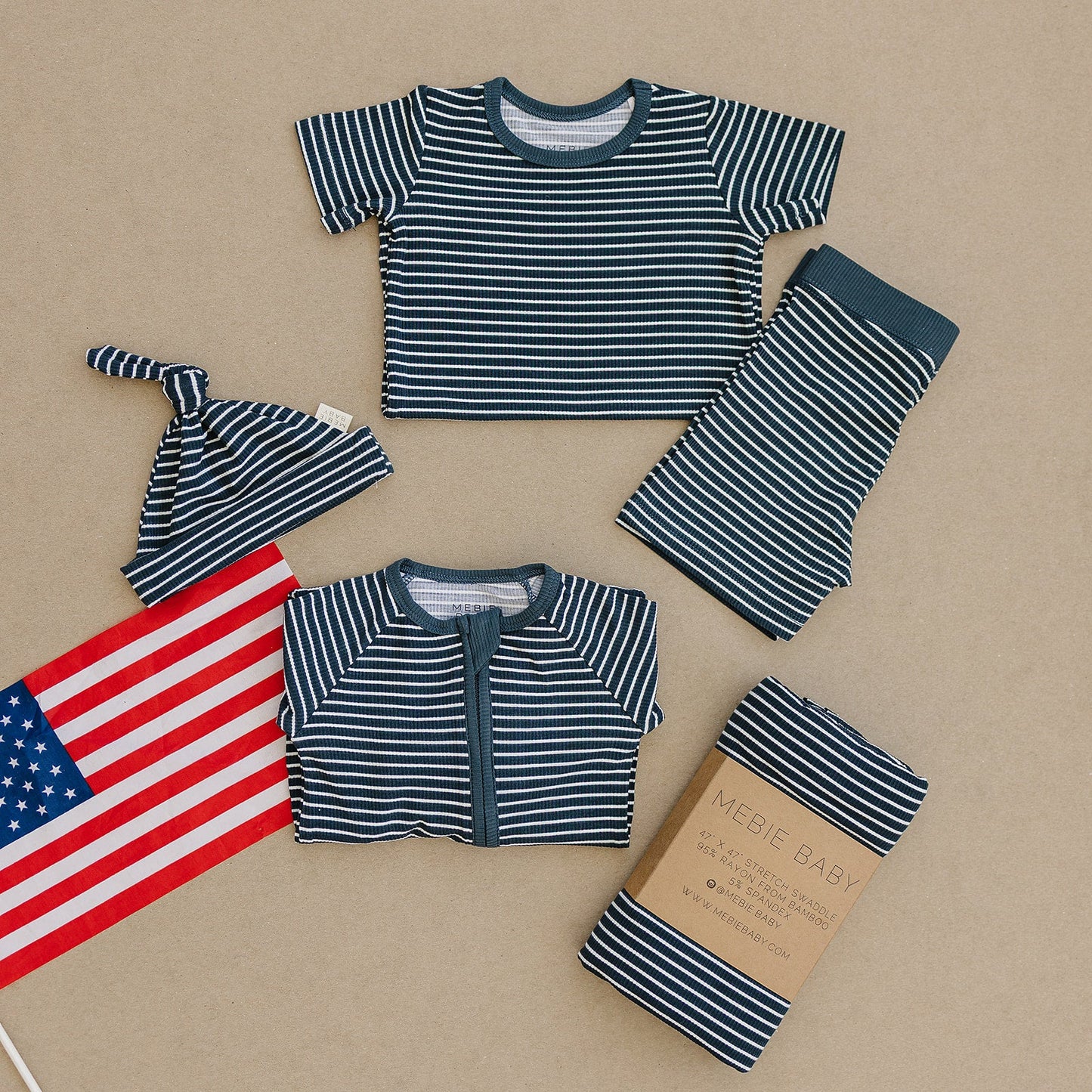 Mebie Baby Navy Stripes Knot Hat