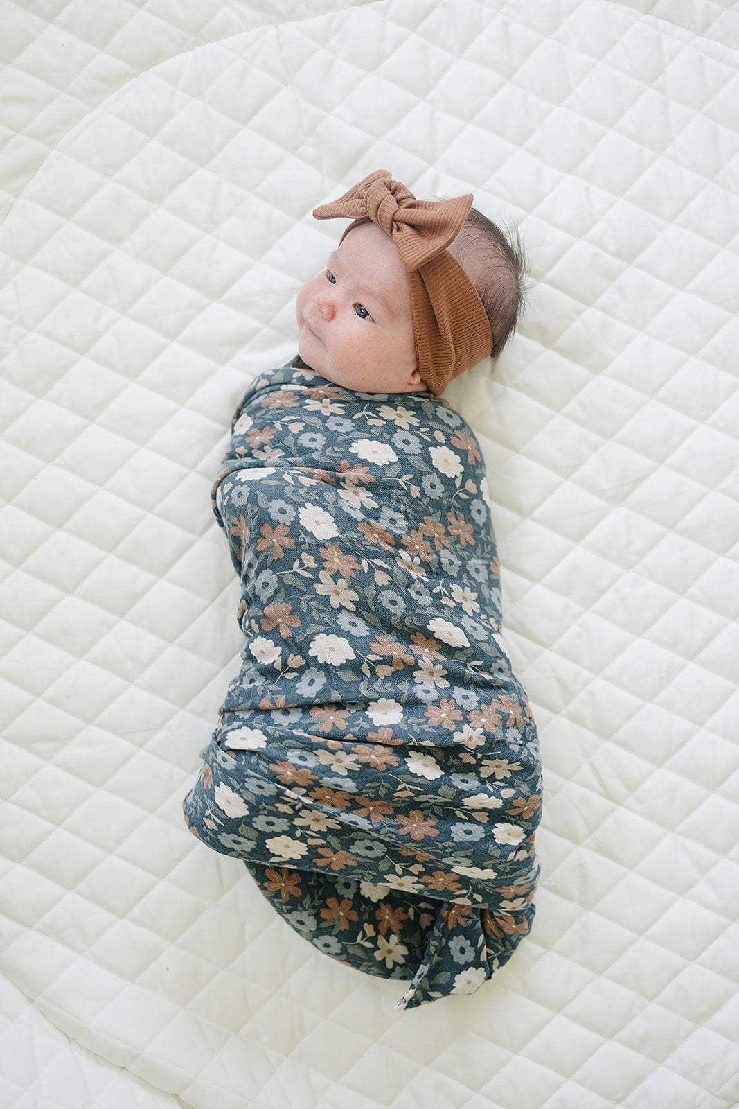 Mebie Baby Muslin Swaddle - Midnight Floral - Atara & Co