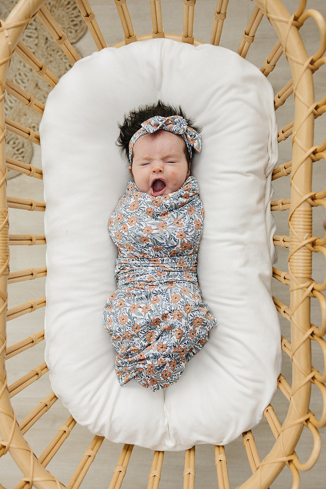 Mebie Baby Bamboo Stretch Swaddle - Dainty Meadow - Atara & Co