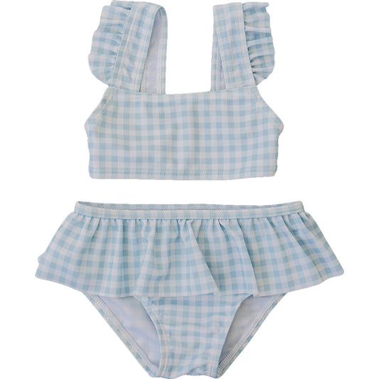 Mebie Baby Light Blue Gingham Ruffle Bikini Set