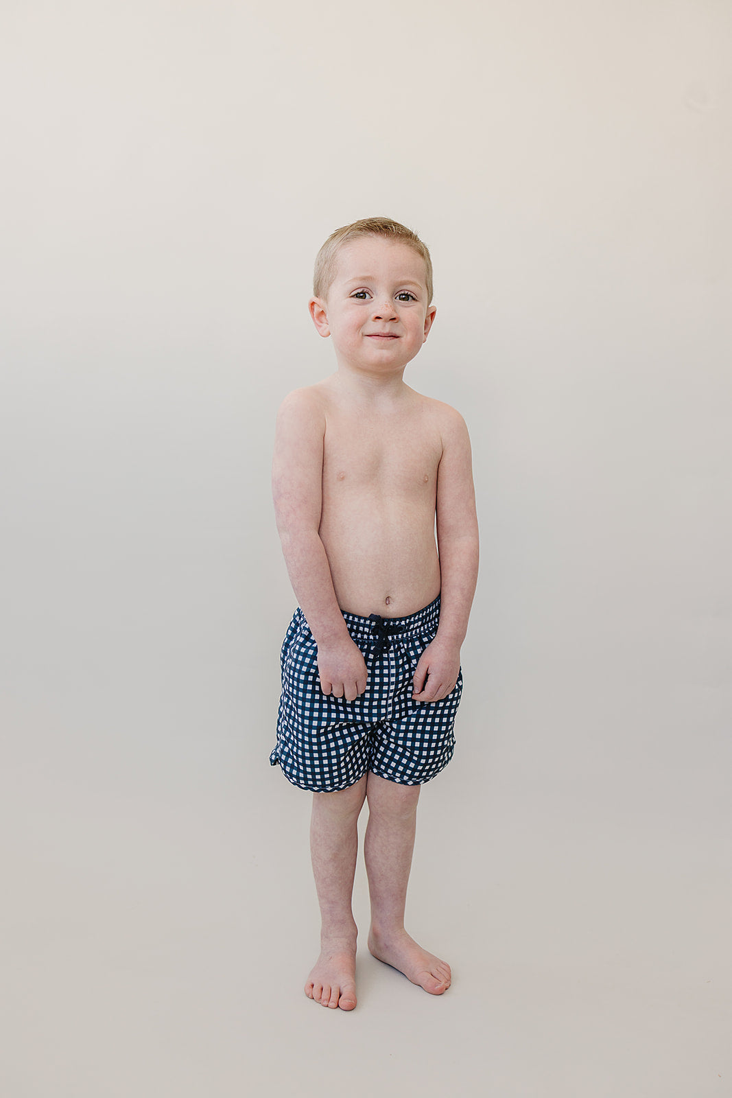 Mebie Baby Navy Gingham Swim Shorts