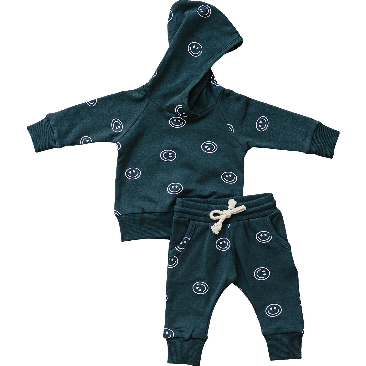 Mebie Baby Smiley Hooded French Terry Set - Atara & Co