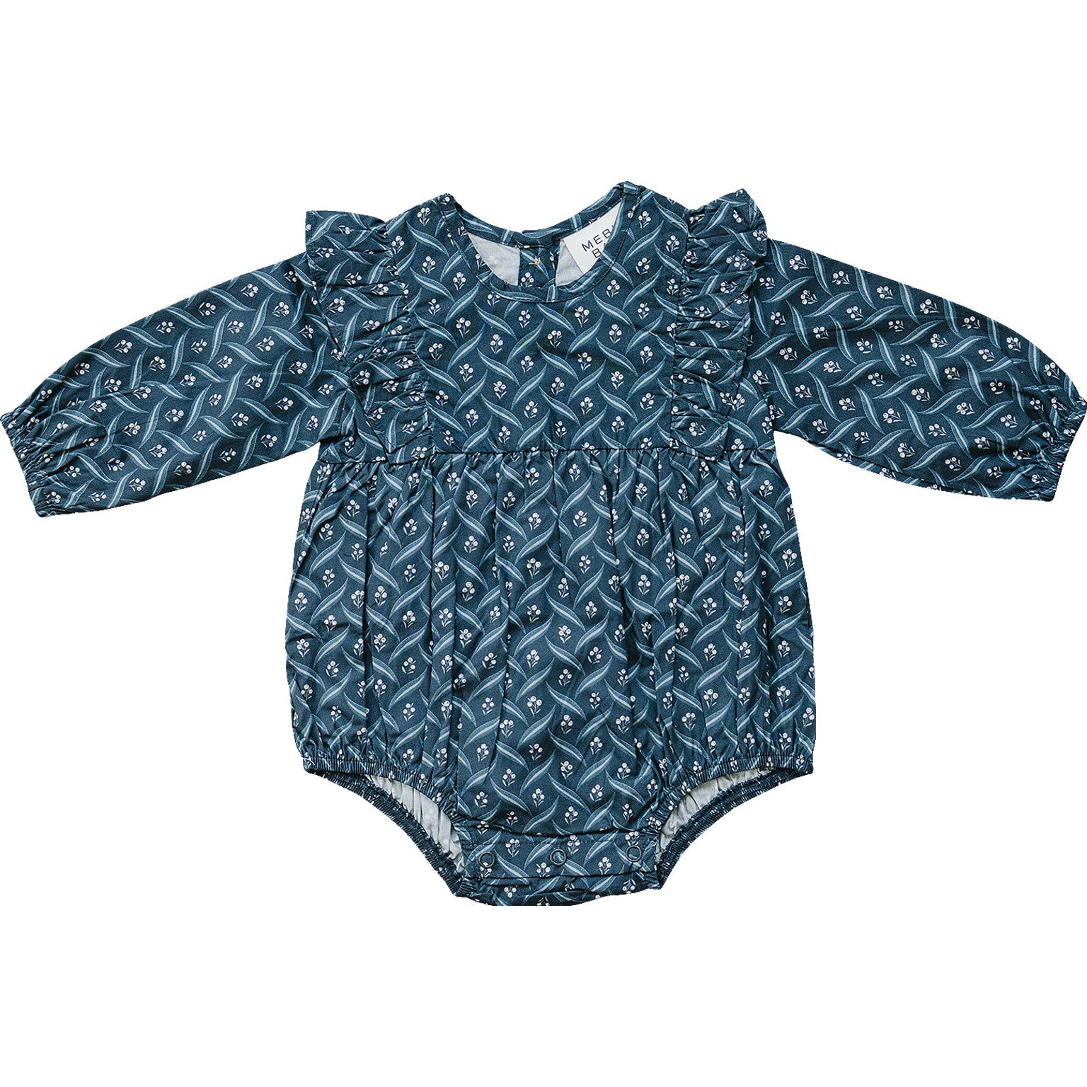 Mebie Baby Navy Berry Ruffle Bubble Romper - Atara & Co