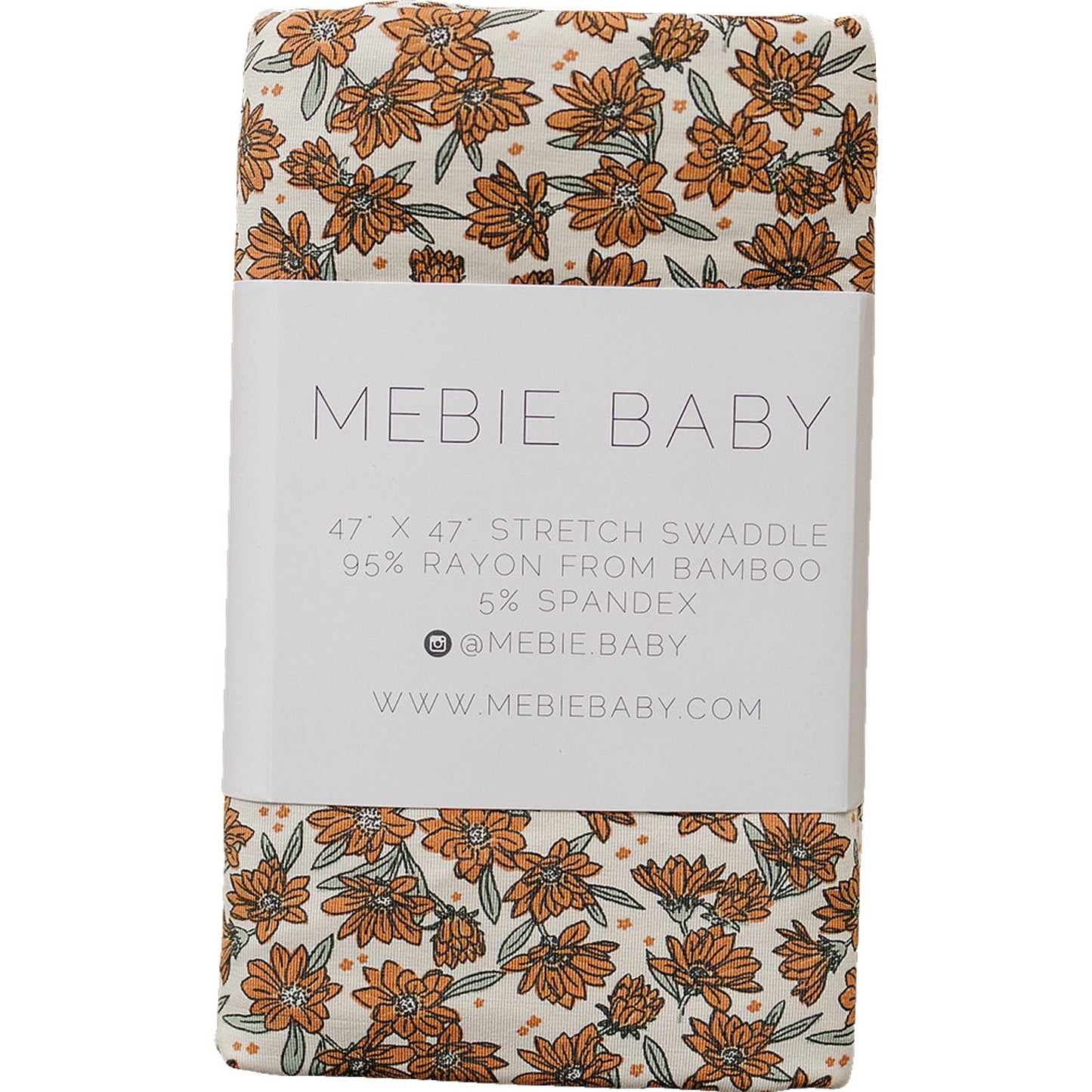 Mebie Baby Bamboo Stretch Swaddle - Cream Magnolia - Atara & Co