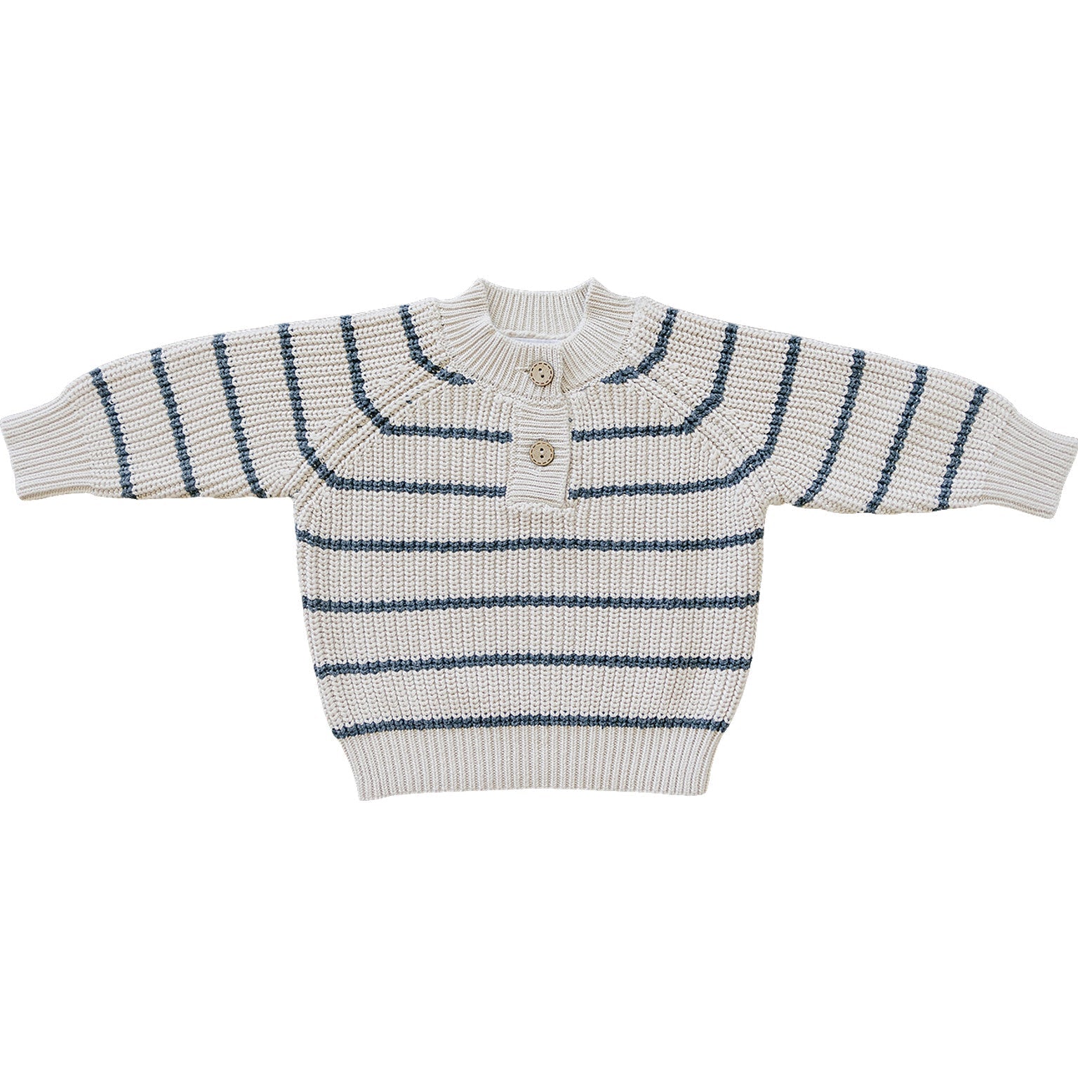 Mebie Baby Charcoal Stripe Button Knit Sweater - Atara & Co