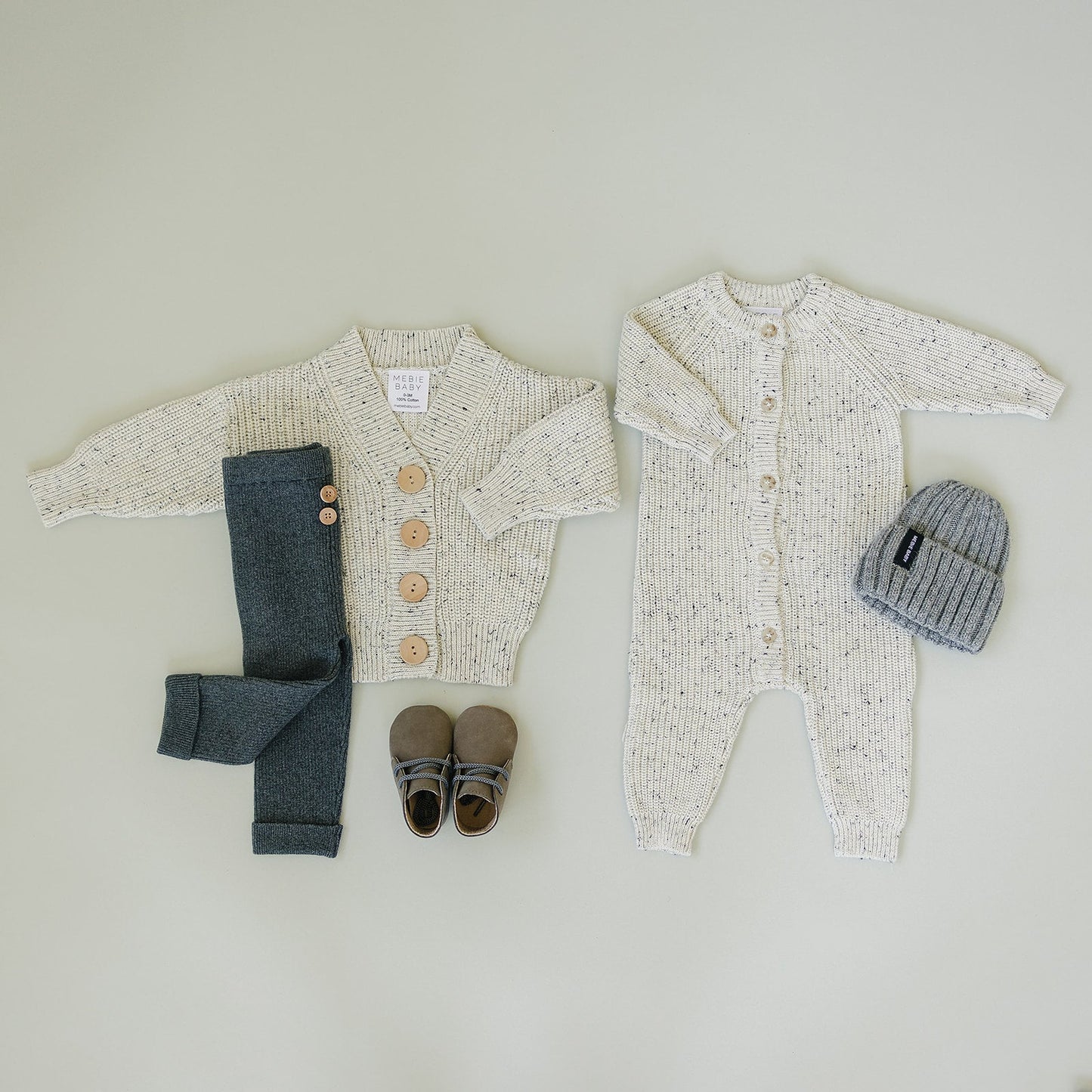 Mebie Baby Heather Grey Chunky Knit Romper - Atara & Co