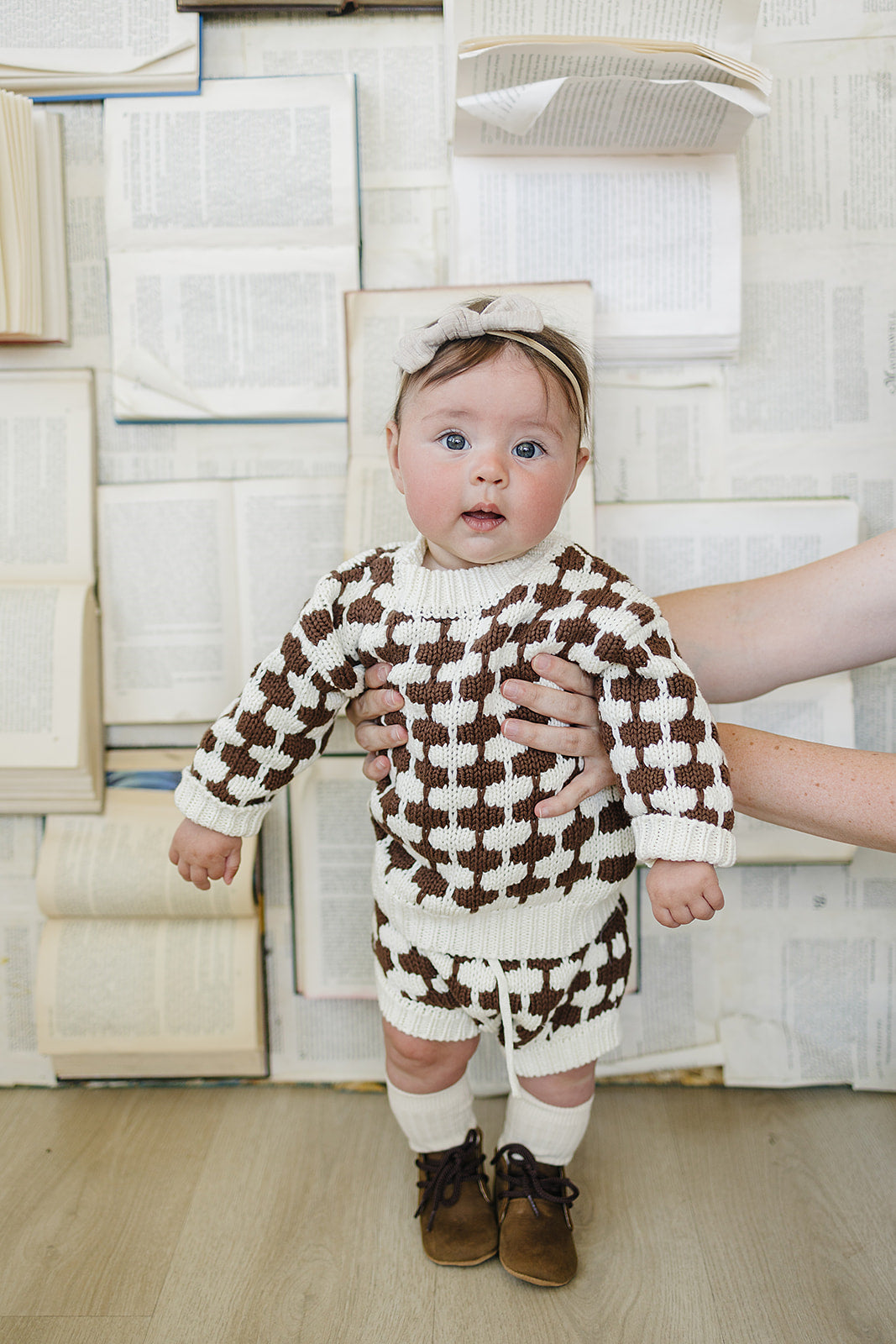 Mebie Baby Brown + Cream Knit Bloomers - Atara & Co