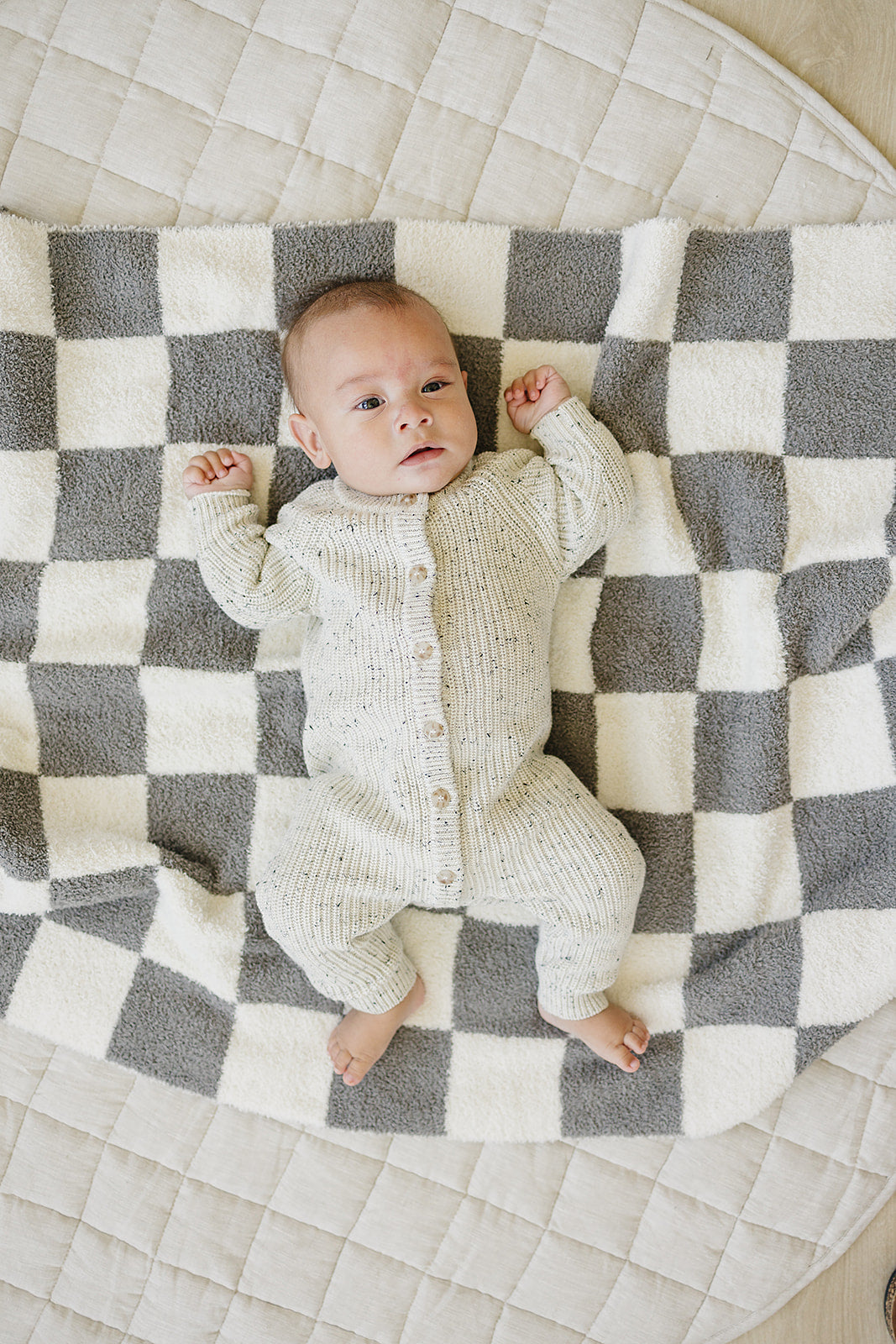 Mebie Baby Heather Grey Chunky Knit Romper - Atara & Co