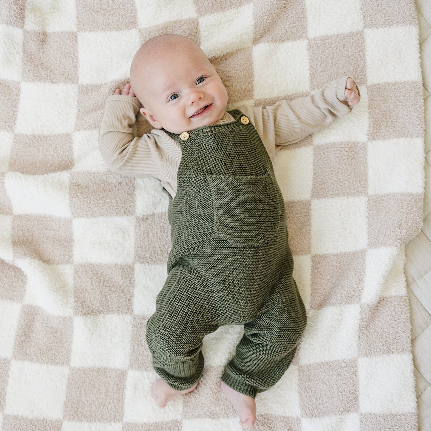 Mebie Baby Olive Knit Overalls - Atara & Co