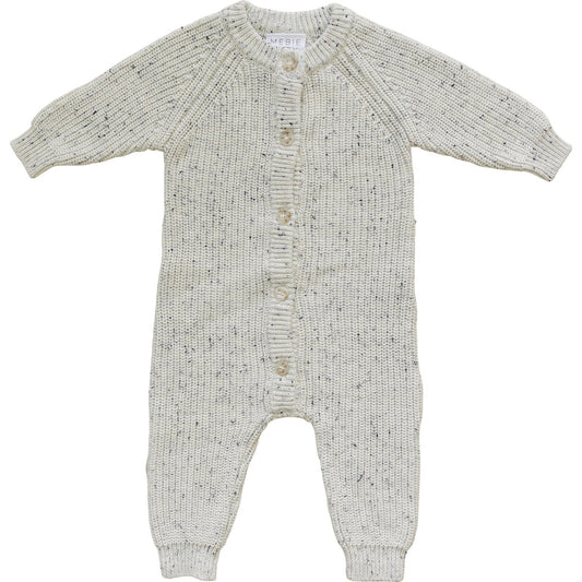 Mebie Baby Heather Grey Chunky Knit Romper - Atara & Co