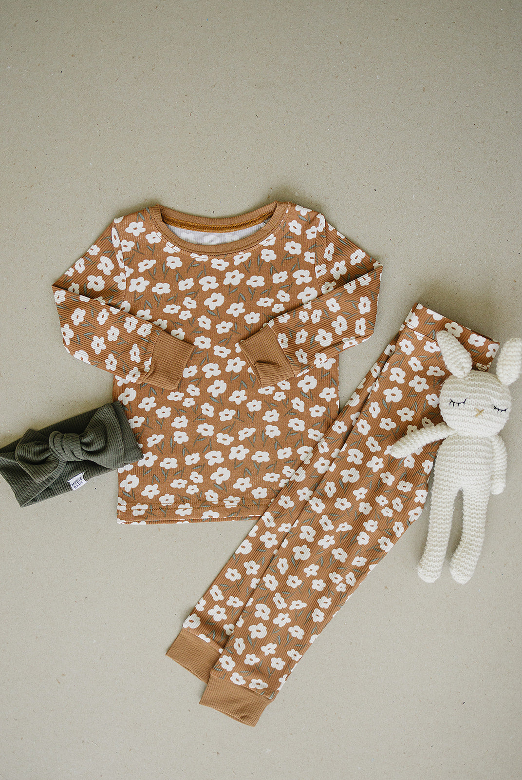 Mebie Baby Bamboo Cozy Set - Mustard Floral - Atara & Co