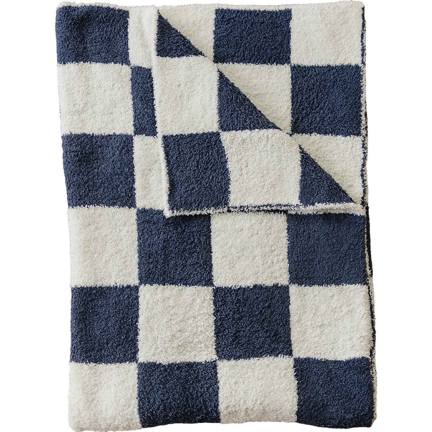 Mebie Baby Plush Blanket - Navy Checkered - Atara & Co