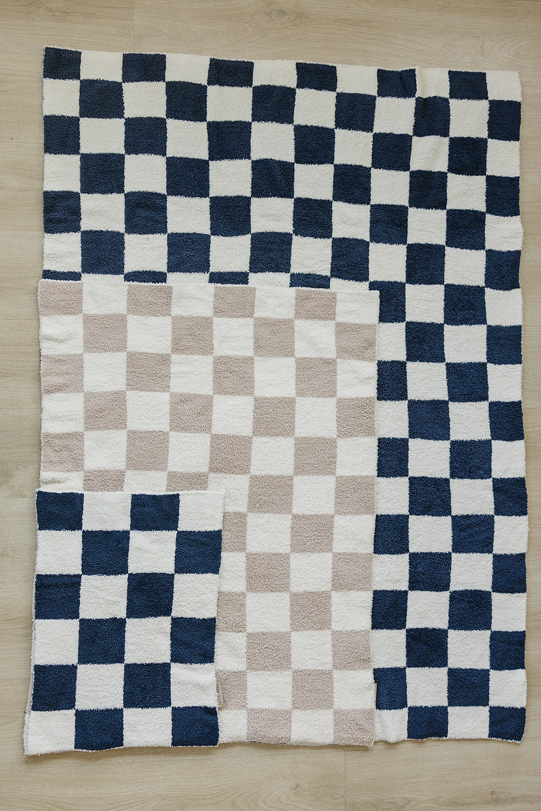 Mebie Baby Plush Blanket - Navy Checkered - Atara & Co