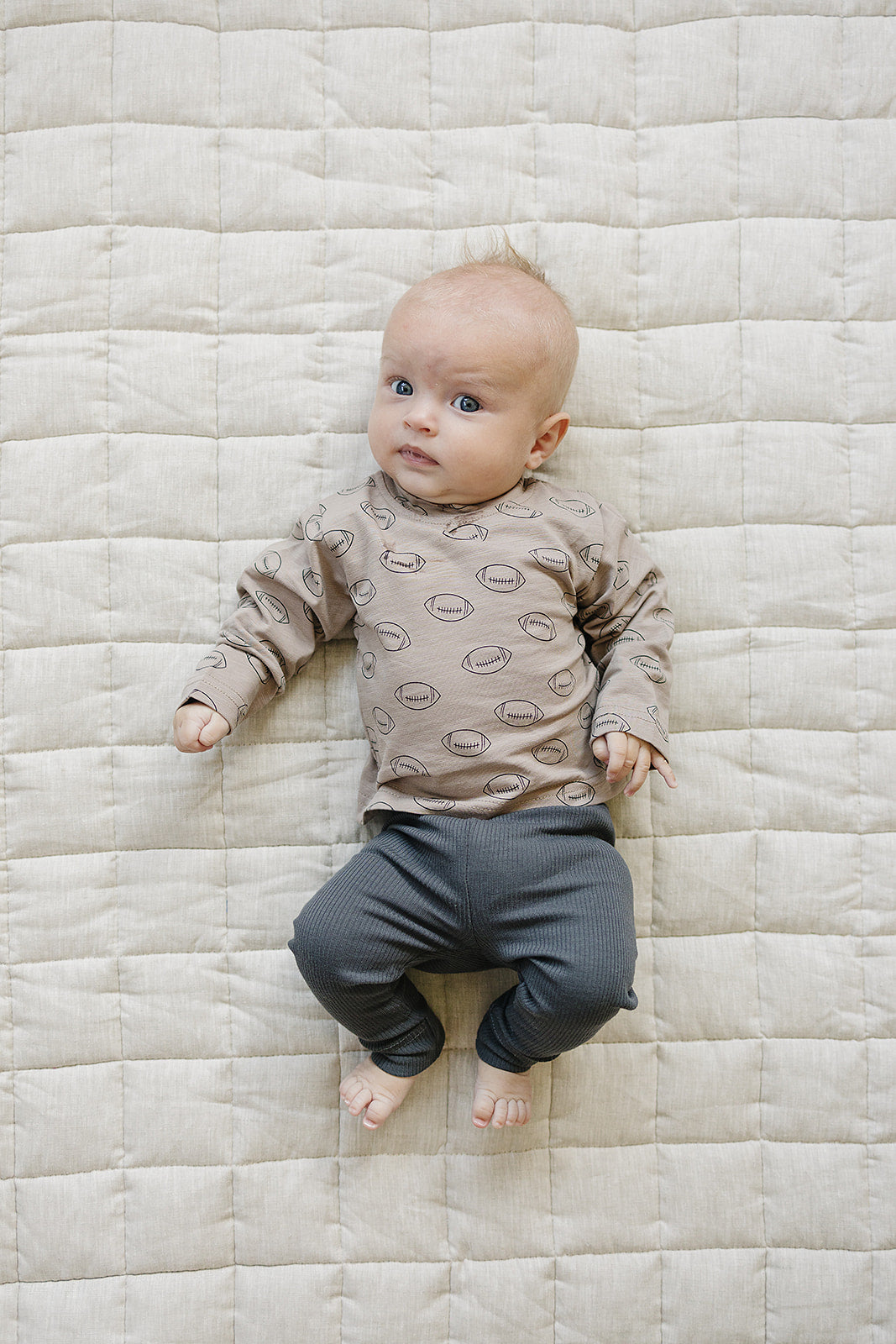 Mebie Baby Football Long Sleeve Cotton Tee - Atara & Co