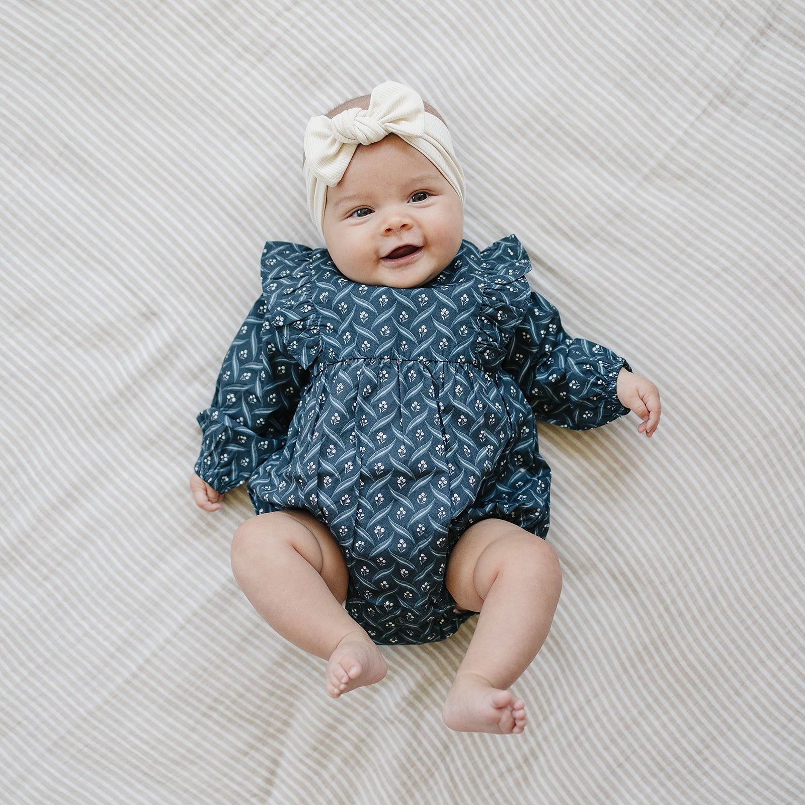 Mebie Baby Navy Berry Ruffle Bubble Romper - Atara & Co