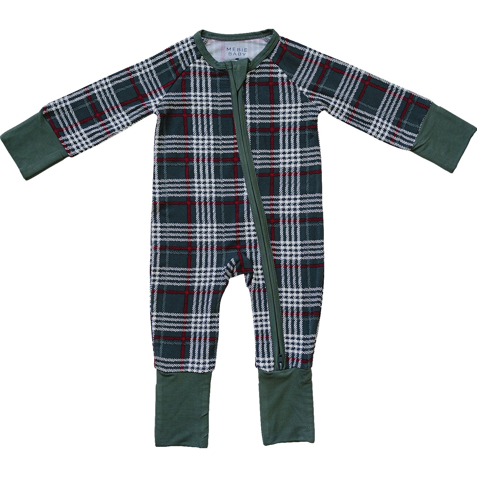 Mebie Baby Bamboo Zipper - Green Plaid - Atara & Co