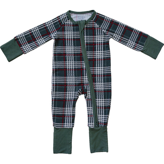 Mebie Baby Bamboo Zipper - Green Plaid - Atara & Co