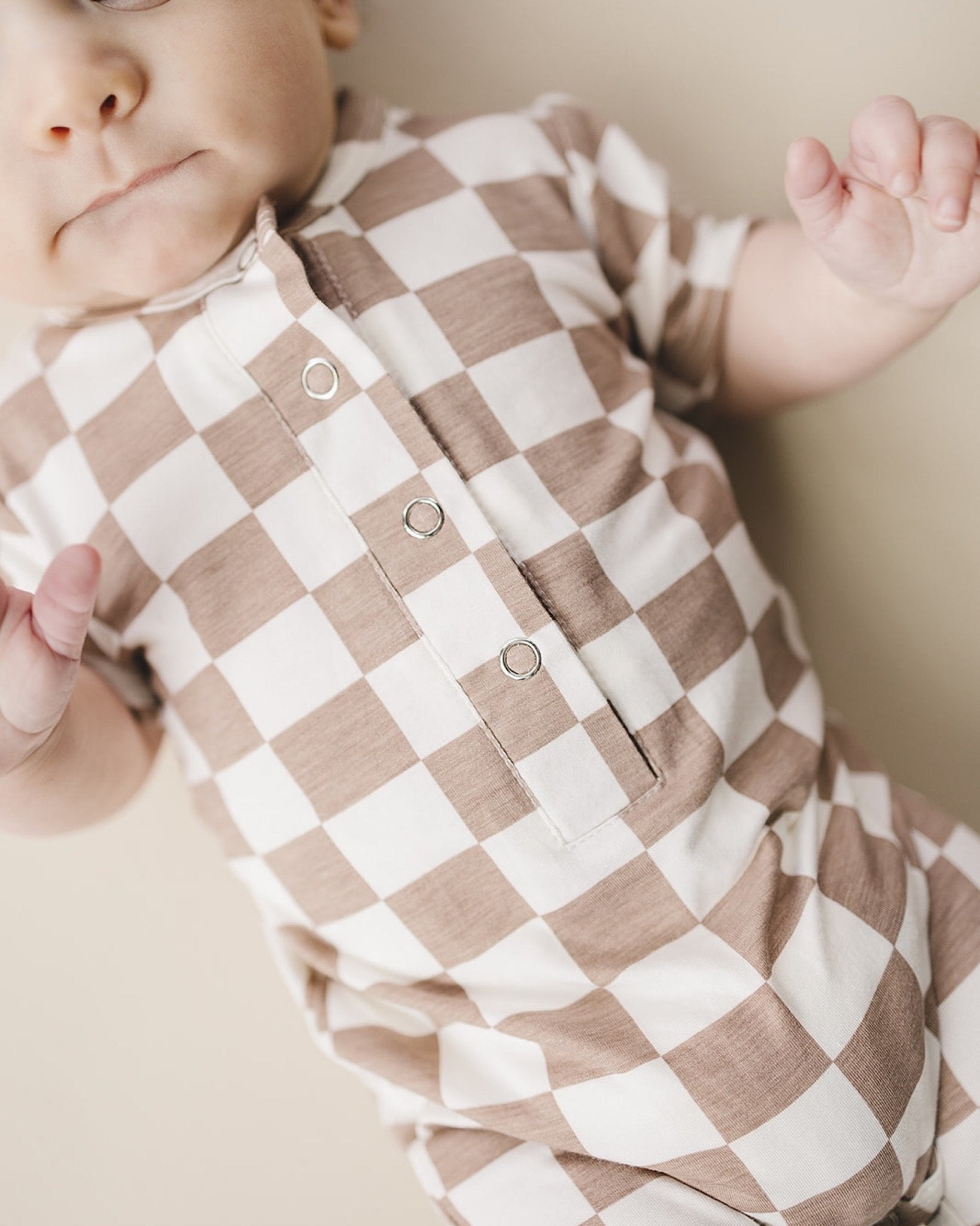 LPK Bamboo Checkered Jumpsuit - Latte - Atara & Co