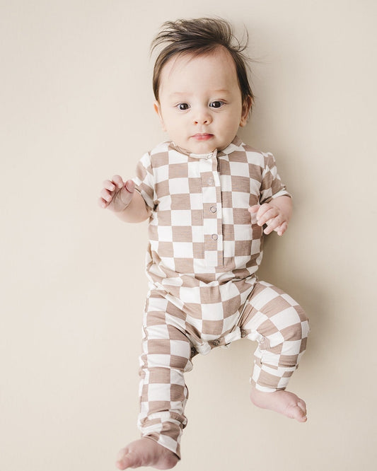 LPK Bamboo Checkered Jumpsuit - Latte - Atara & Co