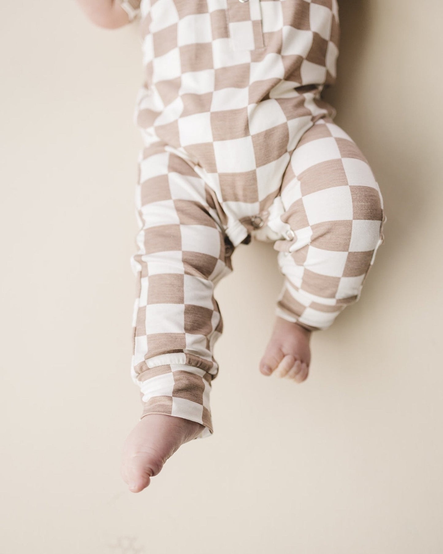 LPK Bamboo Checkered Jumpsuit - Latte - Atara & Co