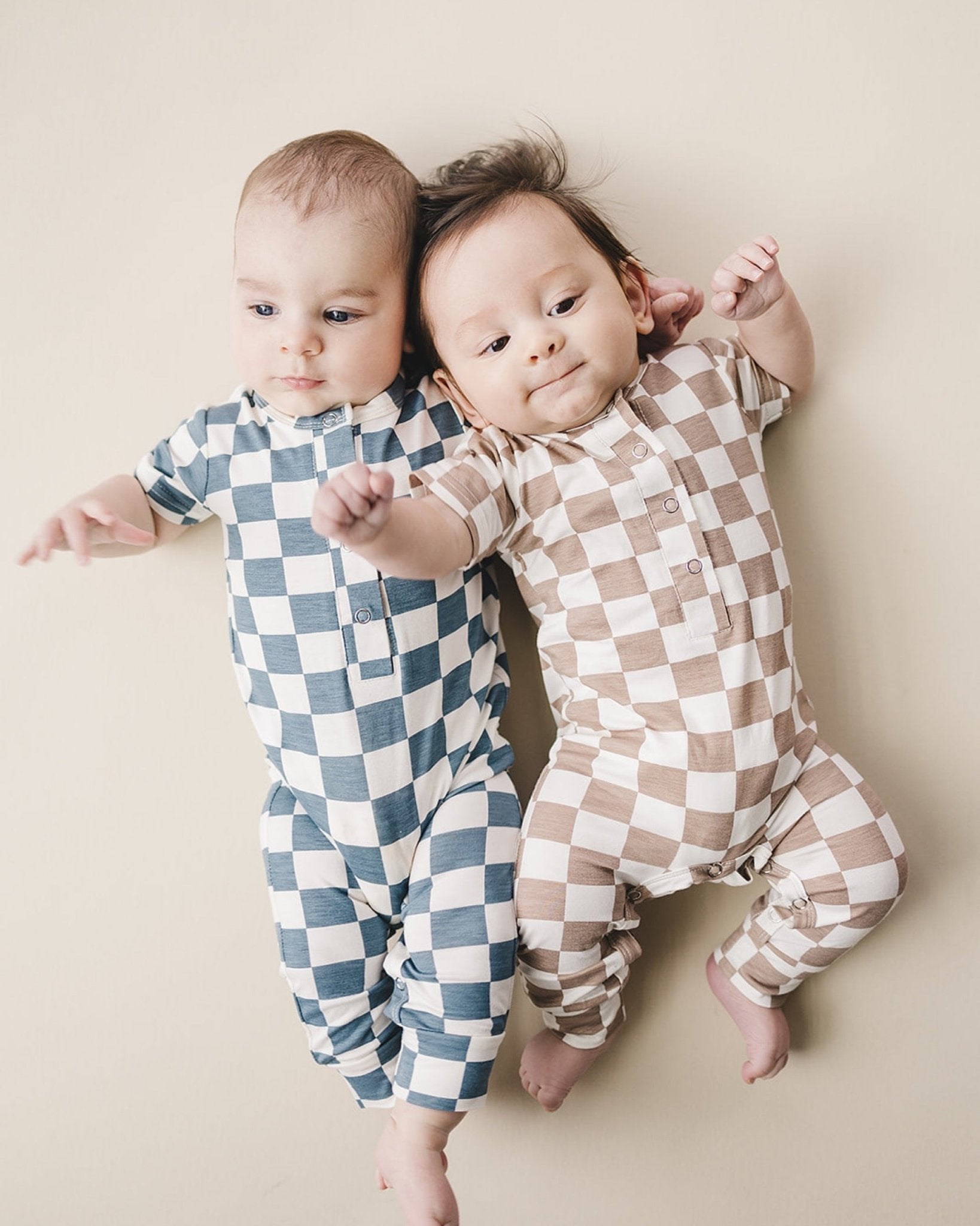 LPK Bamboo Checkered Jumpsuit - Latte - Atara & Co