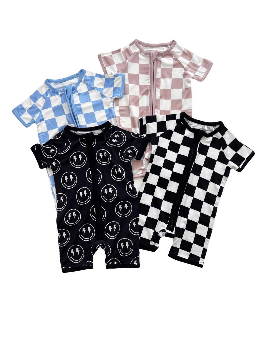 LPK Bamboo Shorty Romper - Blue Checkered - Atara & Co