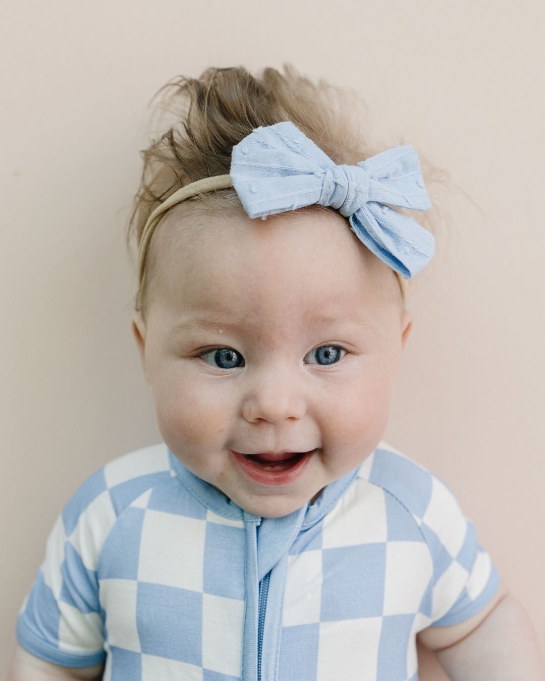 LPK Bamboo Shorty Romper - Blue Checkered - Atara & Co