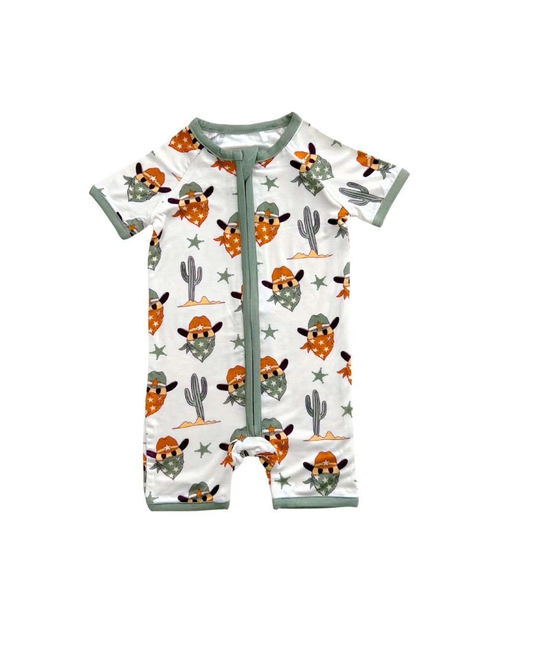 LPK Bamboo Shorty Romper - Smiley Cowboy - Atara & Co