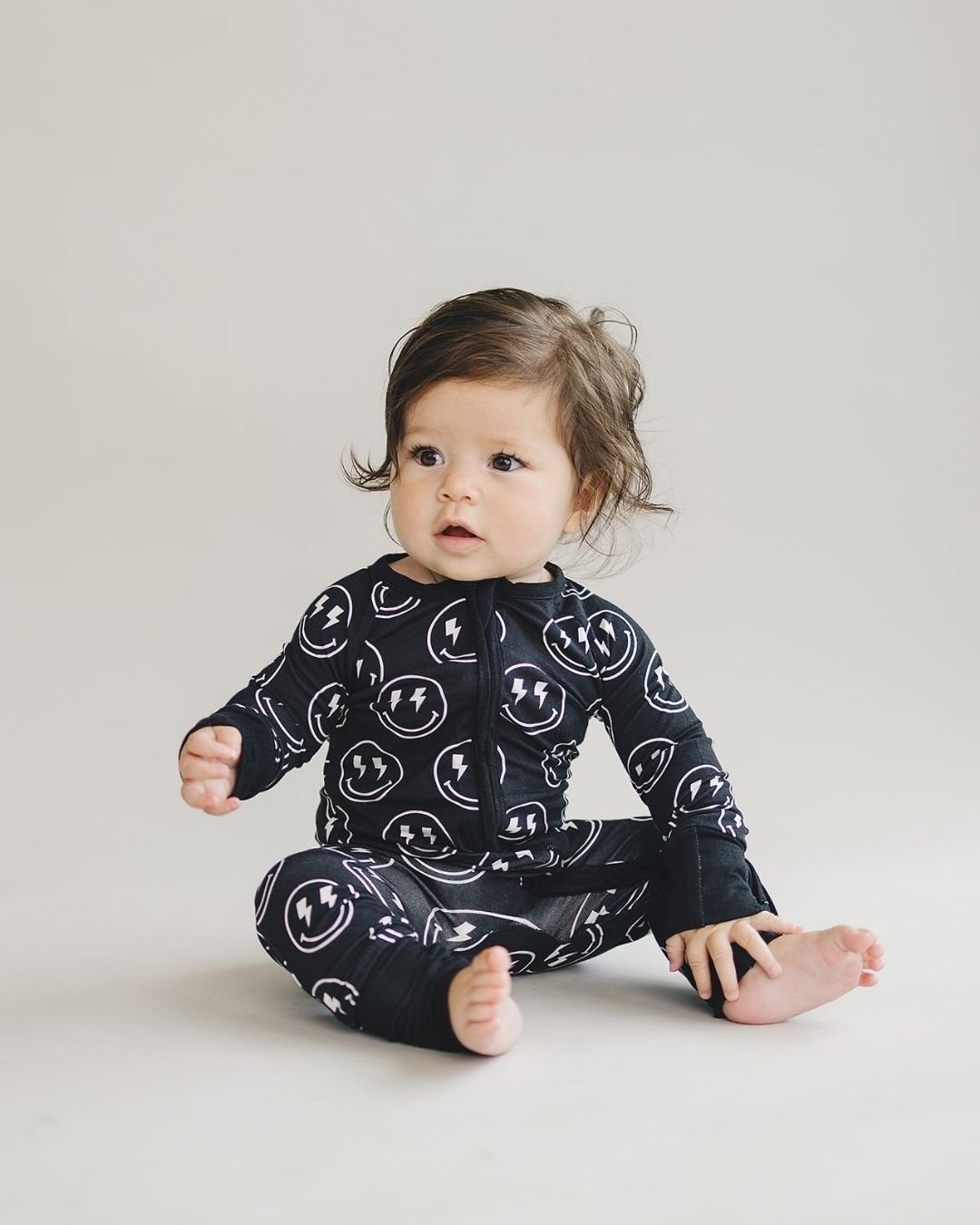 LPK Bamboo Zip Romper - Electric Smiley - Atara & Co