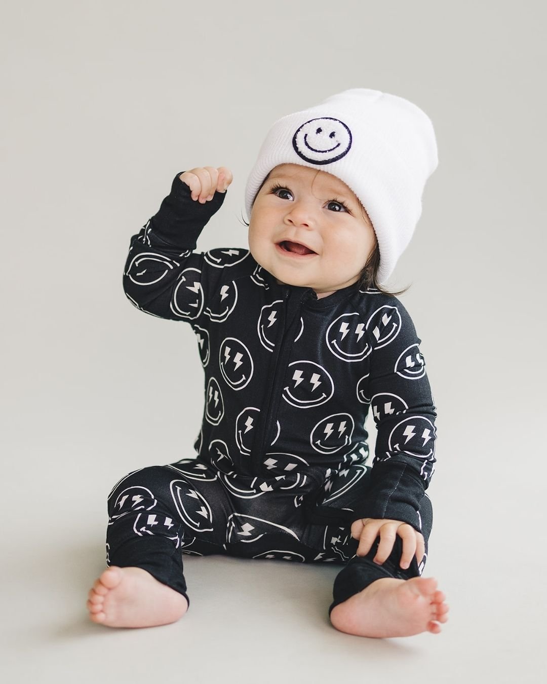 LPK Bamboo Zip Romper - Electric Smiley - Atara & Co